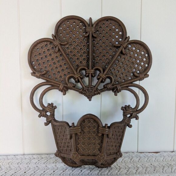 Vintage Burwood Faux Rattan Brown Wall Pocket - 2537 - Picture 1 of 8